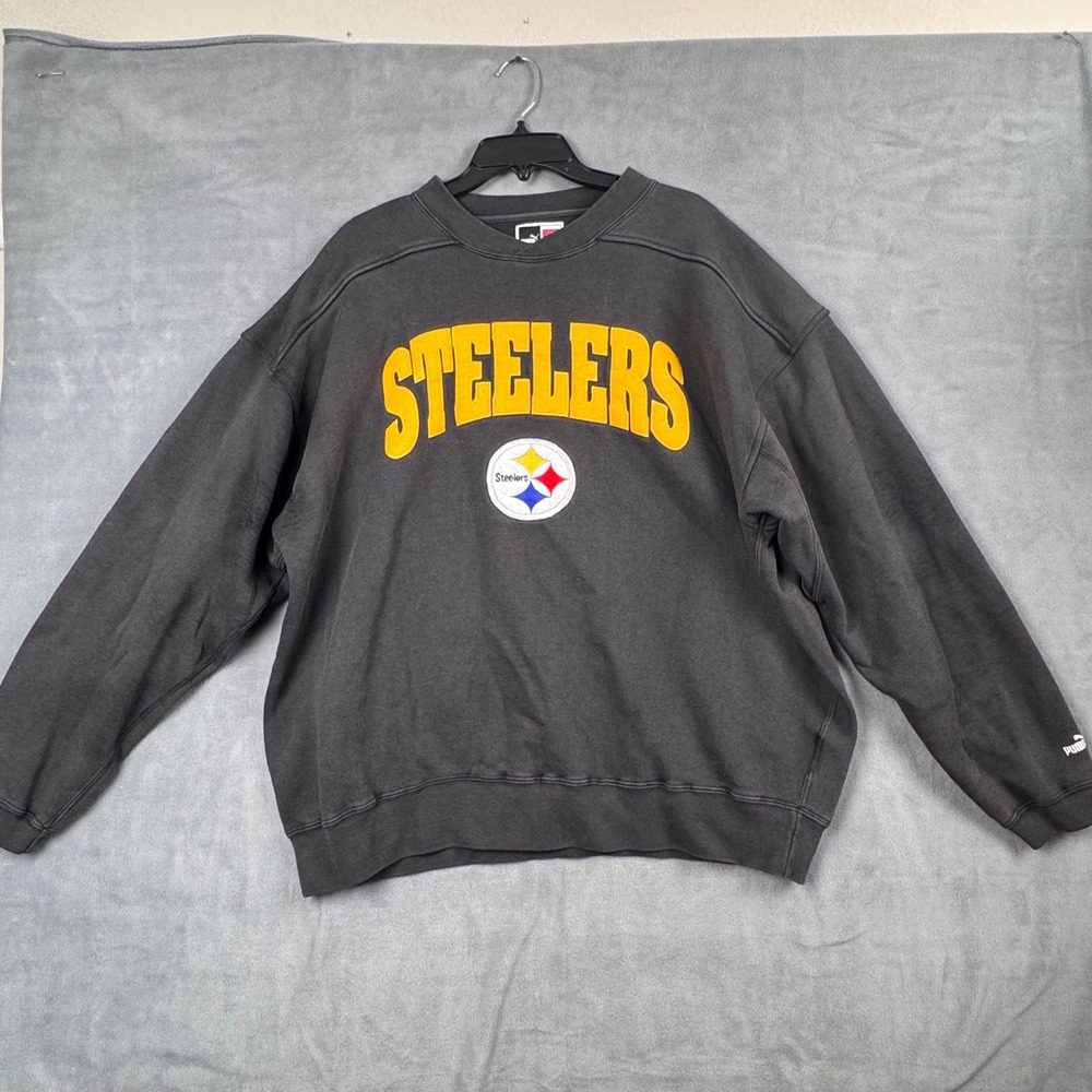 Vintage Puma NFL Pittsburgh Steelers Sweatshirt Mens XL Gray Crewneck Fleece